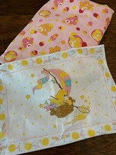 VTG Care Bears Nursery Crib Fitted Sheet  Small Pillowcase Love-a-Lot Bears EUC