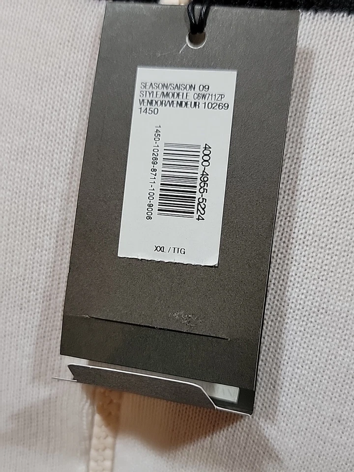 Suéter para hombre Armani Exchange A/X cremallera completa blanco/negro XXL nuevo con etiquetas #C Foto 4 de 4