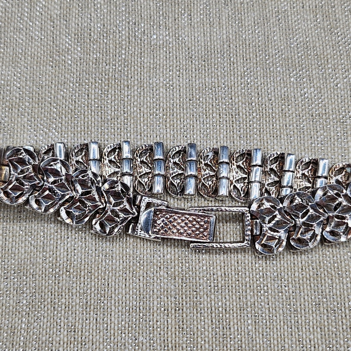 Vintage 925 NF Sterling Silver Mark Bracelet 31g Intricate Design