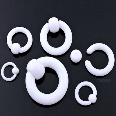 2MM-8MM PIERCING PRINZ ALBERT RING HELIX HUFEISEN INTIM WHITE WEIß BCR ACRYL CBR
