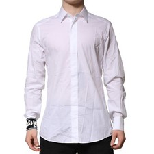 DOLCE & GABBANA Shirt White Cotton GOLD Long Sleeves Formal 41/US16/L 1050usd