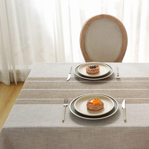 Elegant Striped Waterproof Tablecloth for Kitchen Dining & Holiday Celebrations - Picture 5 of 10