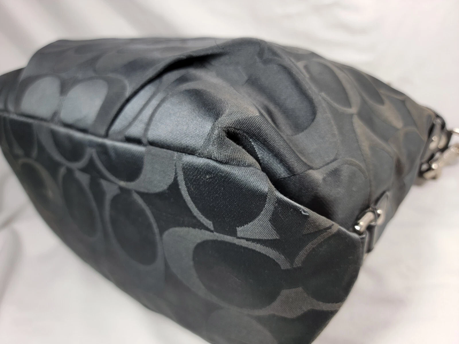 Coach F16619 Brooke Borsa a mano a tracolla nera firma sateen