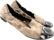 AGL Slip On Gold Snakeskin Cap Toe Ballet Flats Shoes EU 39.5 Women's 9