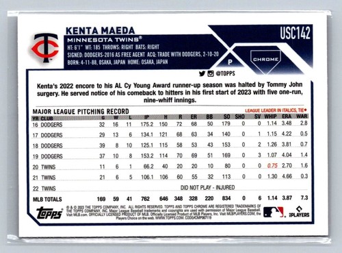 2023 Topps Update Kenta Maeda Pink Refractor #US97 Minnesota Twins - Picture 2 of 2