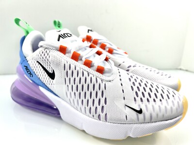 NIKE AIR MAX 270 101 WHITE BLACK SAFETY ORANGE LILAC DX2351 100 sz