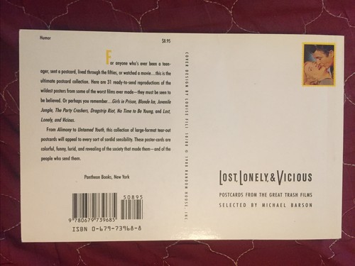 Lost Lonely & Vicious by Barson, Pantheon, 1988, Trash Film Postcard Pb, NF - Picture 2 of 6