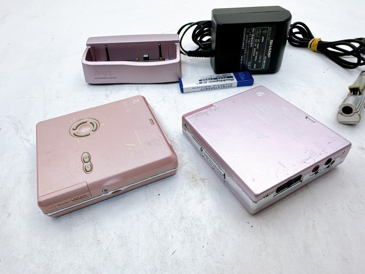 Sharp MD-DR7 & ST600 Set of 2 Pink MiniDisc Player MDLP