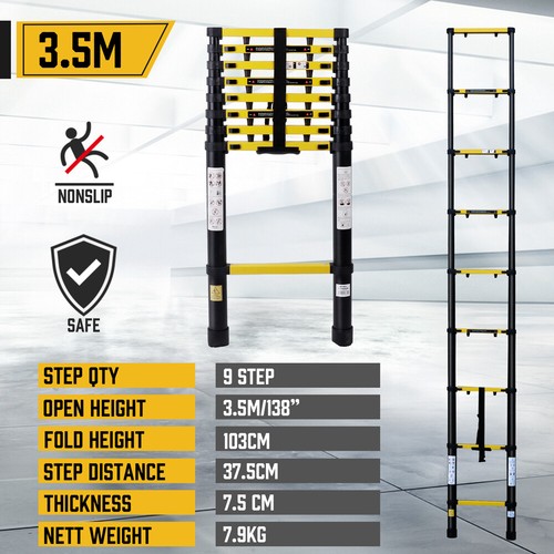 2.3/2.7/3.5/3.9/4.2/5M Telescopic Folding Ladder Aluminium Alloy Extension Step - Picture 7 of 18