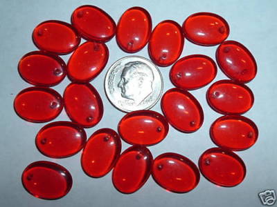 AL444 15x11mm Glass OVAL LENTIL Beads-SIAM RUBY-20