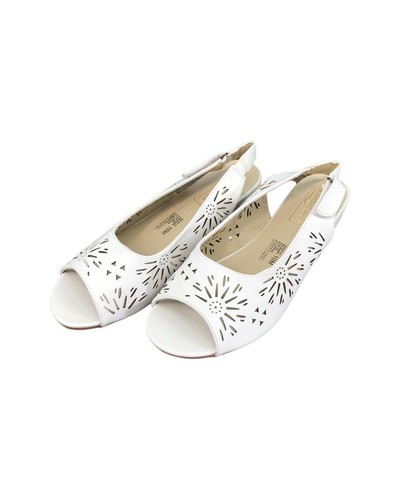 Beacon Comfort-Well Shoes 10 M Peep Toe Slingback Cut Out Sandal White Dress New - Picture 2 of 9