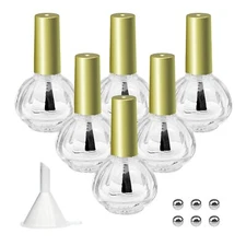 Empty Nail Polish Bottles Gold Top, 6PCS 10ML Empty Glass Fingernail Polish B...