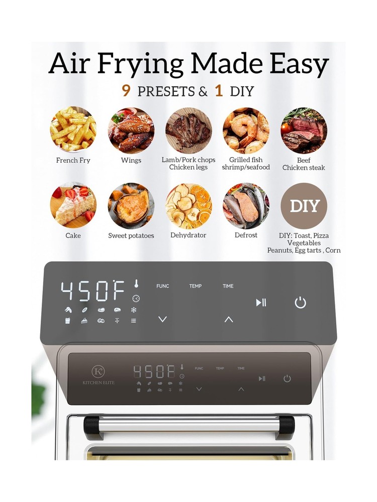10-in-1 Air Fryer Toaster Oven Combo with 12.6QT Capacity and 9 Touch Controls 10-in-1 Air Fryer Toaster Oven Combo with 12.6QT Capacity and 9 Touch Controls