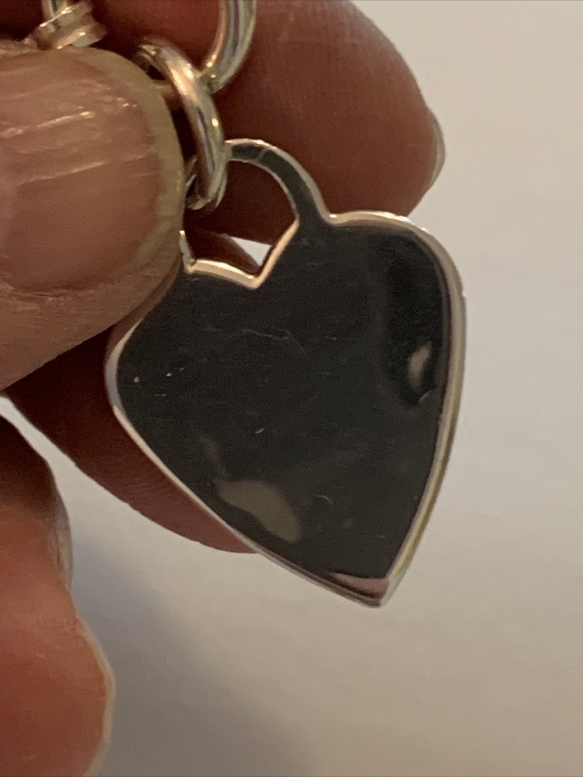 Sterling solid link toggle W/ heart charm bracele… - image 5