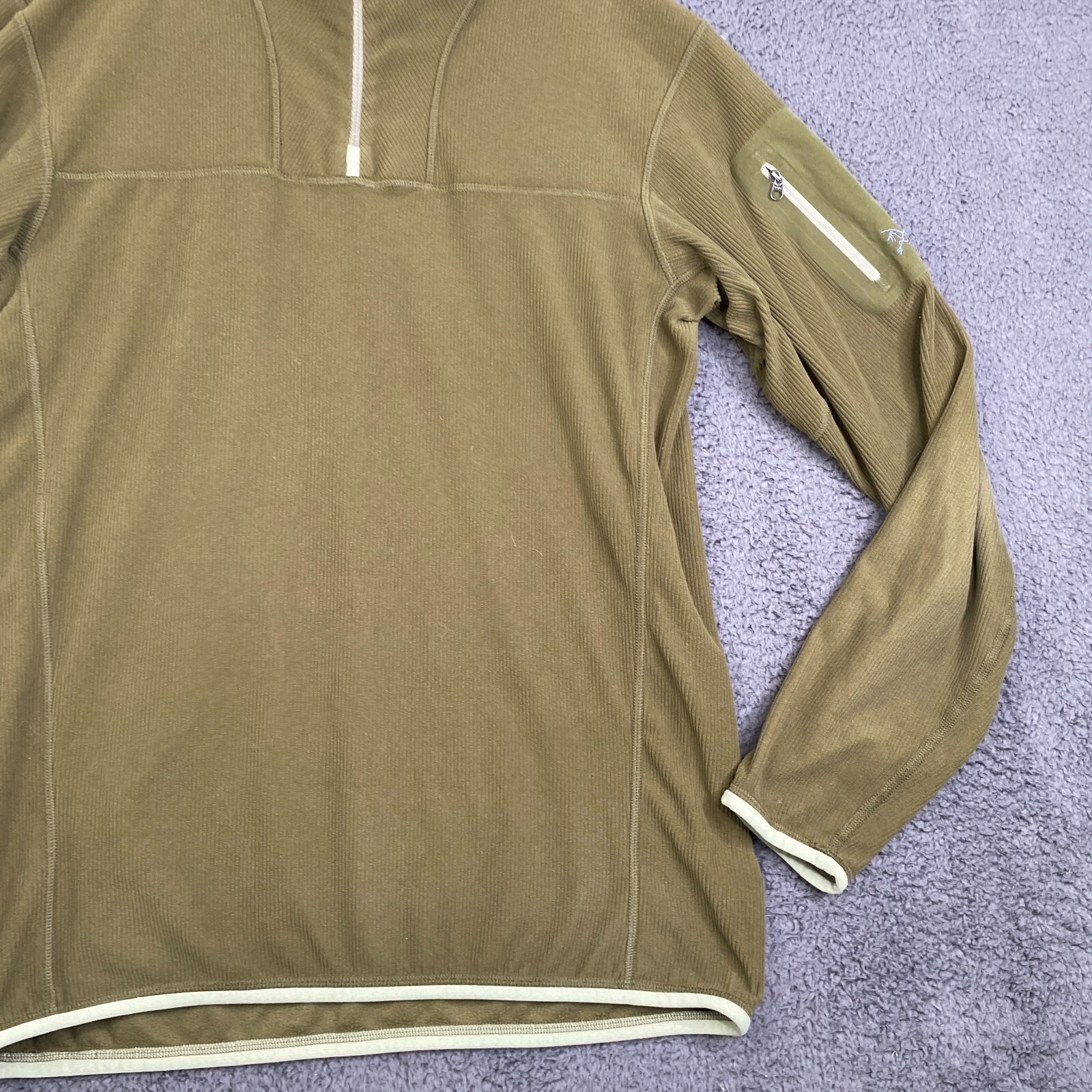 Arc'teryx maglione uomo verde medio 1 4 zip pile a costine escursionismo Gorpcore