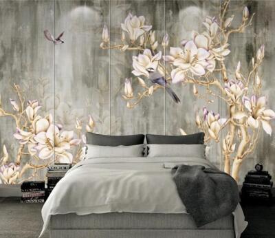 3D Flower Branch Bird 45488NA Wallpaper Wall Murals Removable Wallpaper Fay