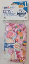 SwimSchool Reusable Swim Diaper Sizes 6 Mths 10-12 lbs or 12 Mths Level 1 Pink