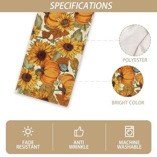 Lino Acuarela Calabaza Girasol Otoño Mesa Corredor Granja Otoño Otoño - Imagen 7 de 7