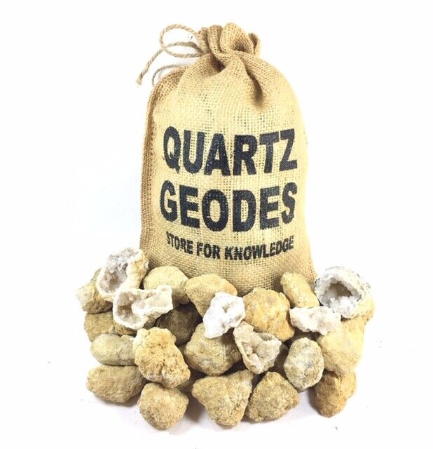 40 Break Your Own Geodes Quartz Crystals Druzy Bulk Pack - Whole Moroccan 1.5"
