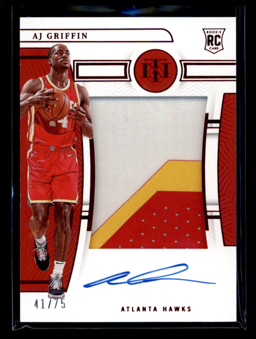 2022-23 Panini National Treasures #103 A.J. AJ Griffin Red RC Patch Auto 41/75