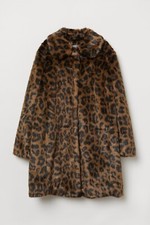 Nwt - Modern Classic H&m Concept Brown Leopard Print Faux Fur Coat, Size 6