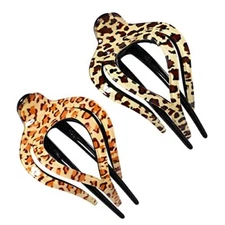 2PCS Heart Shap Duckbill Clip Fashion Ponytail Hair Clips Fancy Leopard