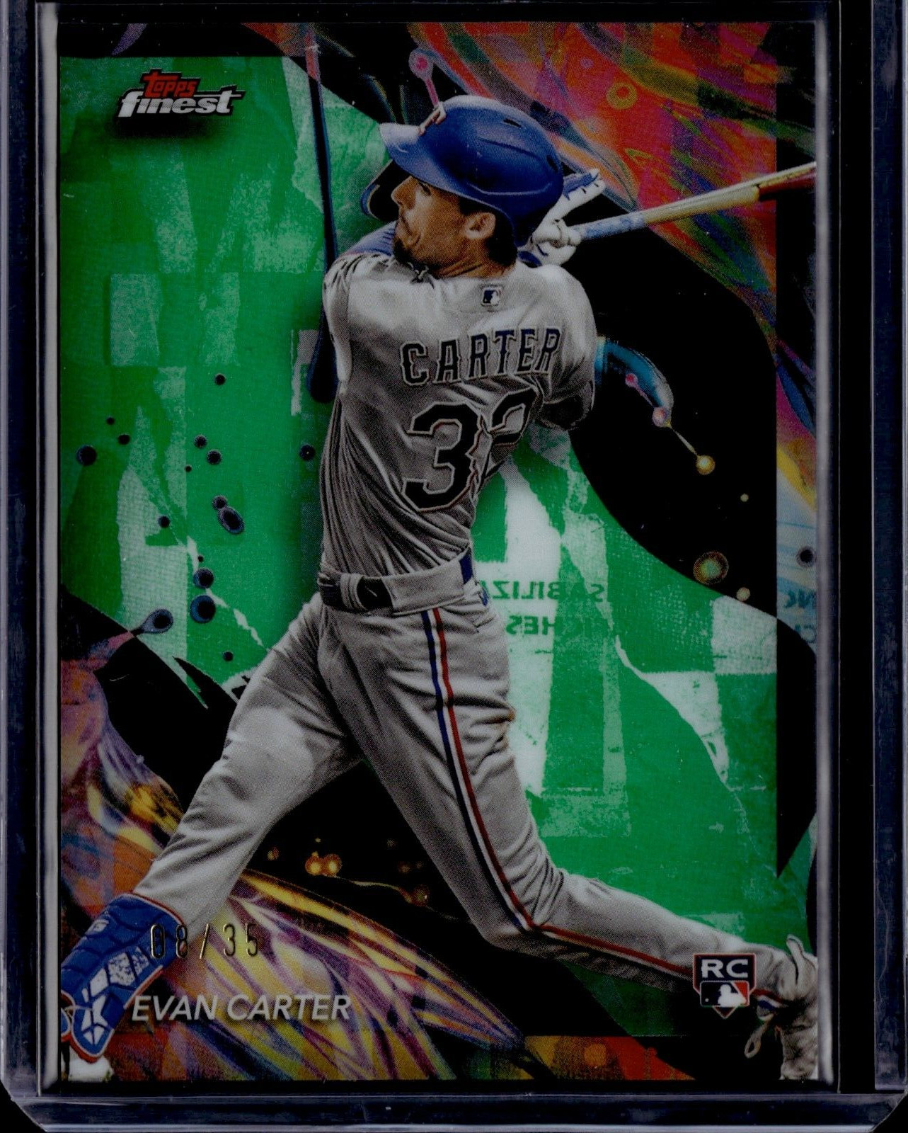 2024 Finest Green Refractors #107 Evan Carter RC 8/35