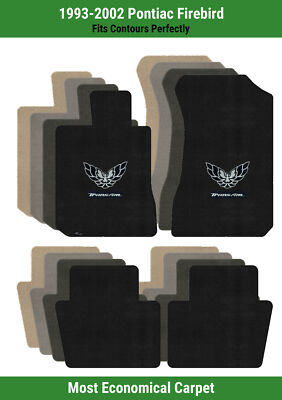 Lloyd Velourtex Front & Rear Mats for '93-02 Firebird w/Silver w/Bird & Black Tr