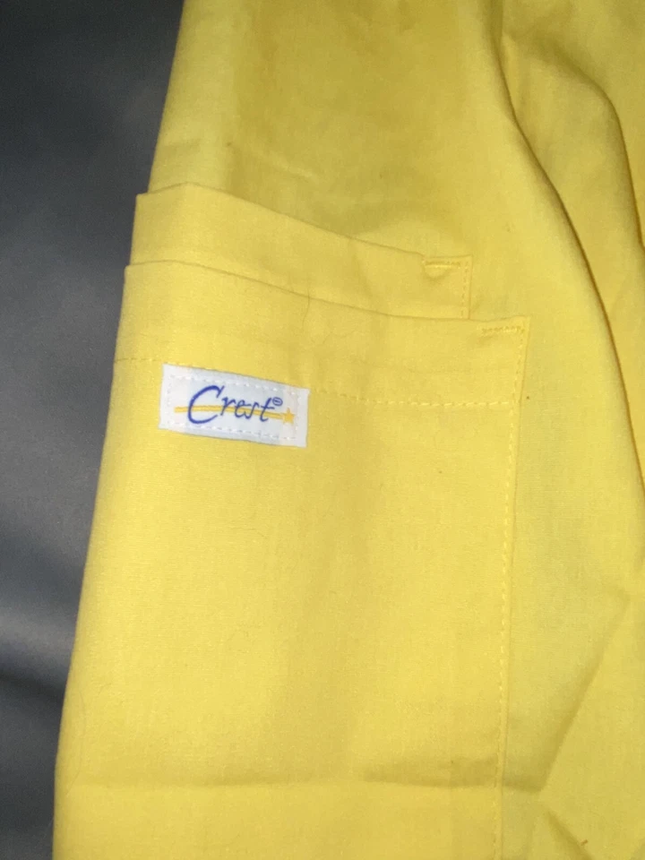 CREST UNIFORMS UNISEX SCRUB PANTS DRAW STRING Fabric Cuff Ankles Sz Large Yellow - Image 3 of 4