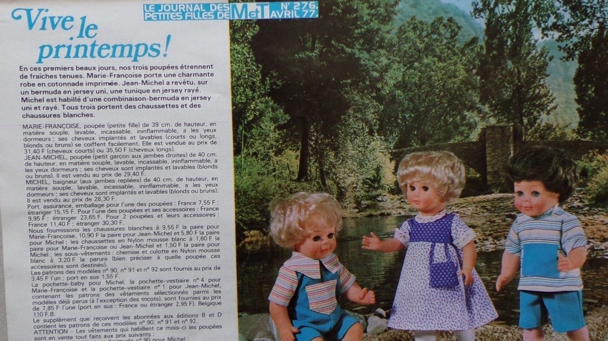 Page Poupées Modes Et Travaux Mars 1977 - Avec Marie Françoise, Jean Michel, Michel - Occasion Vintage