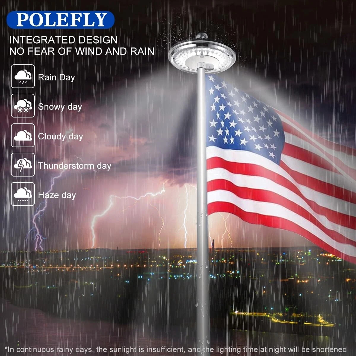 Flag Pole Light Solar Powered, 1200 Lumen Second Generation Outdoor Waterproof