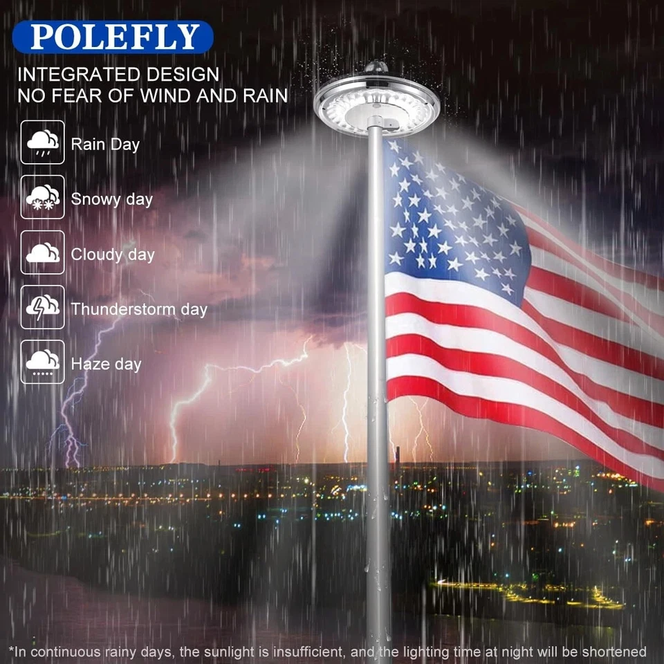 Flag Pole Light Solar Powered, 1200 Lumen Second Generation Outdoor Waterproof - Image 4 of 4