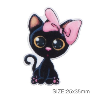 5 qty Planar Resin Flatback Hair Bow Center 1099238 Black Kitty Cat Bow