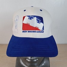 INDY RACING LEAGUE IRL SIGNED ADJUSTABLE STRAPBACK BASEBALL HAT/CAP, BLUE/WHITE
