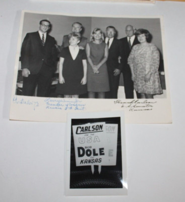 Original Photo Kansas Politicians Frank Carlson Larry Winn Jr and Bob Dole Sign