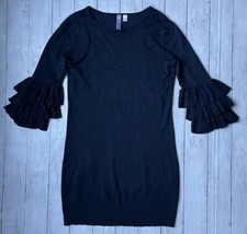 Alya Women's Sz S Blue Pullover Sweater Dress Lightweight Tiered Bell Sleeve