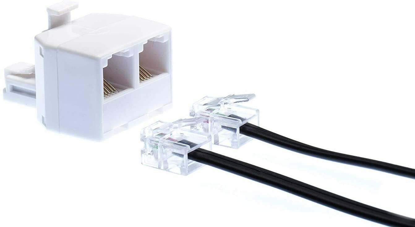 Duplex Modular Phone Wall Jack Adapter (WHITE) RJ11 Splitter One
