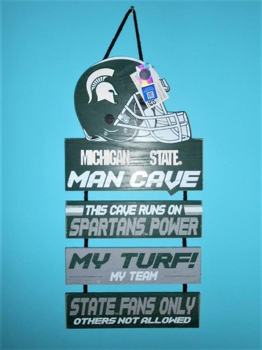 Too Cool! New Michigan State Spartans Football LARGE Wooden Man Cave Sign fga - Picture 1 of 3