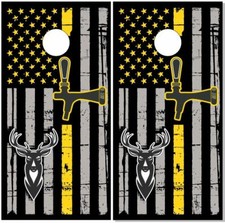Buck Deer Flag on Tap Cornhole Wrap Bag Toss Skin Decal Sticker Wraps