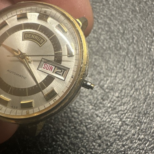 RARO OROLOGIO DA POLSO UOMO BENRUS DAY/DATE automatico 9210-432 serie 9345 funzionante - Foto 16 di 16