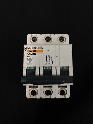 Merlin Gerin Multi 9 C60HB (25868). 6 AMP B TYP 10KA TRIPLE POL MCB