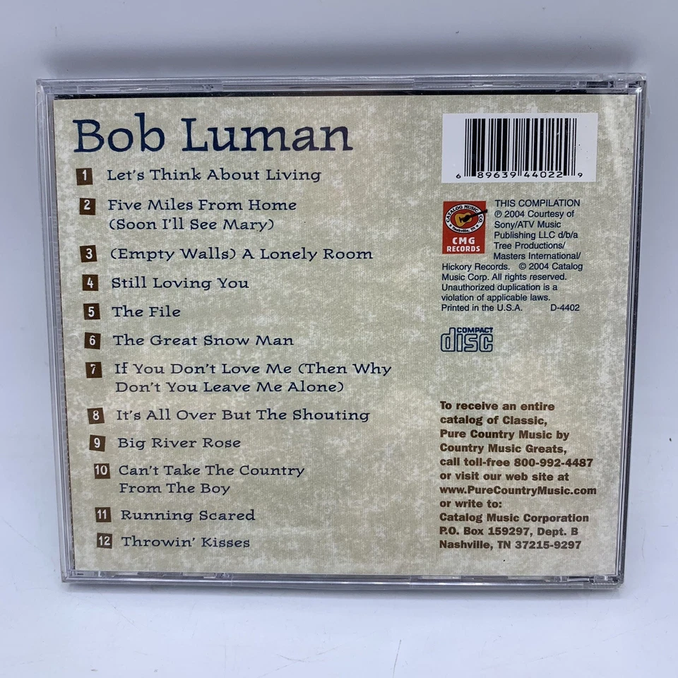 Bob Luman - Great Singers Great Songs (CD 2004 CMG Records) SEALED NEW - Image 2 of 3