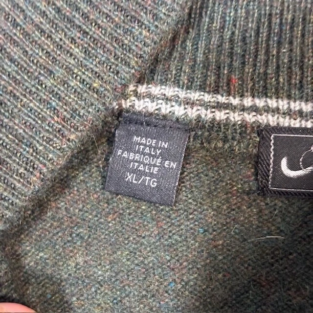 Suéter de cachemir Saks Fifth Avenue para hombre XL 1/4 cremallera suéter verde liso Foto 4 de 4