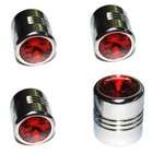4 Chrome Red Gem Tire Air Valve Stem Caps - Car Truck Hotrod ATV Wheels