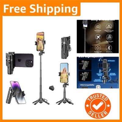 Portable 4-in-1 Selfie Stick with 360° Rotation - Perfect for Travel & Vlogging