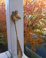 Vintage Brass Horse Head Shoe Horn Hanging Wall Decor Art Made In India