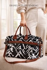 DVF Diane Von Furstenberg Weekender Duffle Bag Luggage Abstract Animal Print XXL