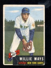 ORIGINAL 1953 TOPPS BASEBALL HIGH NUMBER #244 WILLIE MAYS GIANTS SET BREAK