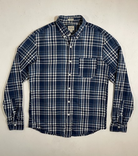 J Crew Hemd Herren Größe Medium indisch Madras blau kariert kariert schmale Passform Baumwolle