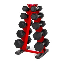 CAP Barbell 150 LB Coated Hex Dumbbell Weight Set with Vertical Rack  Multip...
